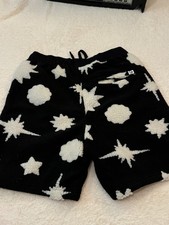 BILLIONAIRE BOYS CLUB GALAXY SHERPA FLEECE SHORTS MEN  S MEDIUM   RARE   BLACK/WH