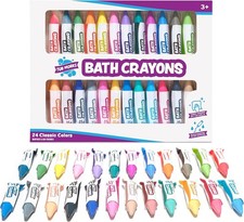 Tub Works Smooth Bath Crayons, 24-Pack  Nontoxic, Washable Kids Bath Toy