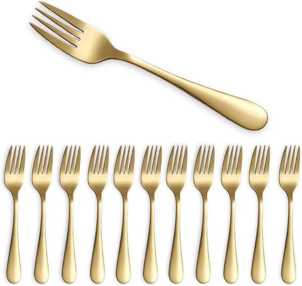 Dessertgabeln Set 12 StüCk Edelstahl Titan-Gold FüR Kuchen Obst Kaffee-image