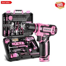 All-in-One Pink Drill Tool Set with 12V Cordless Drill for Home Essentials