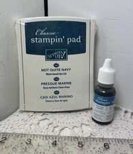 Stampin Up Ink pad SEALED w Refill bottle Classic NEW old stock Not Quite Navy