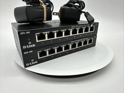 D-LINK DES-108 10/100 8-Port Fast Ethernet Switch (LOT OF 2)