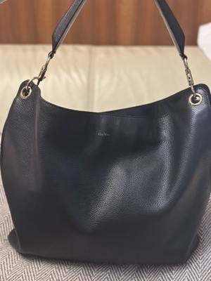 Max Mara  Marine Bag  Medium   Navy Leder mit schwarzen Wildleder Top  NP 1250 