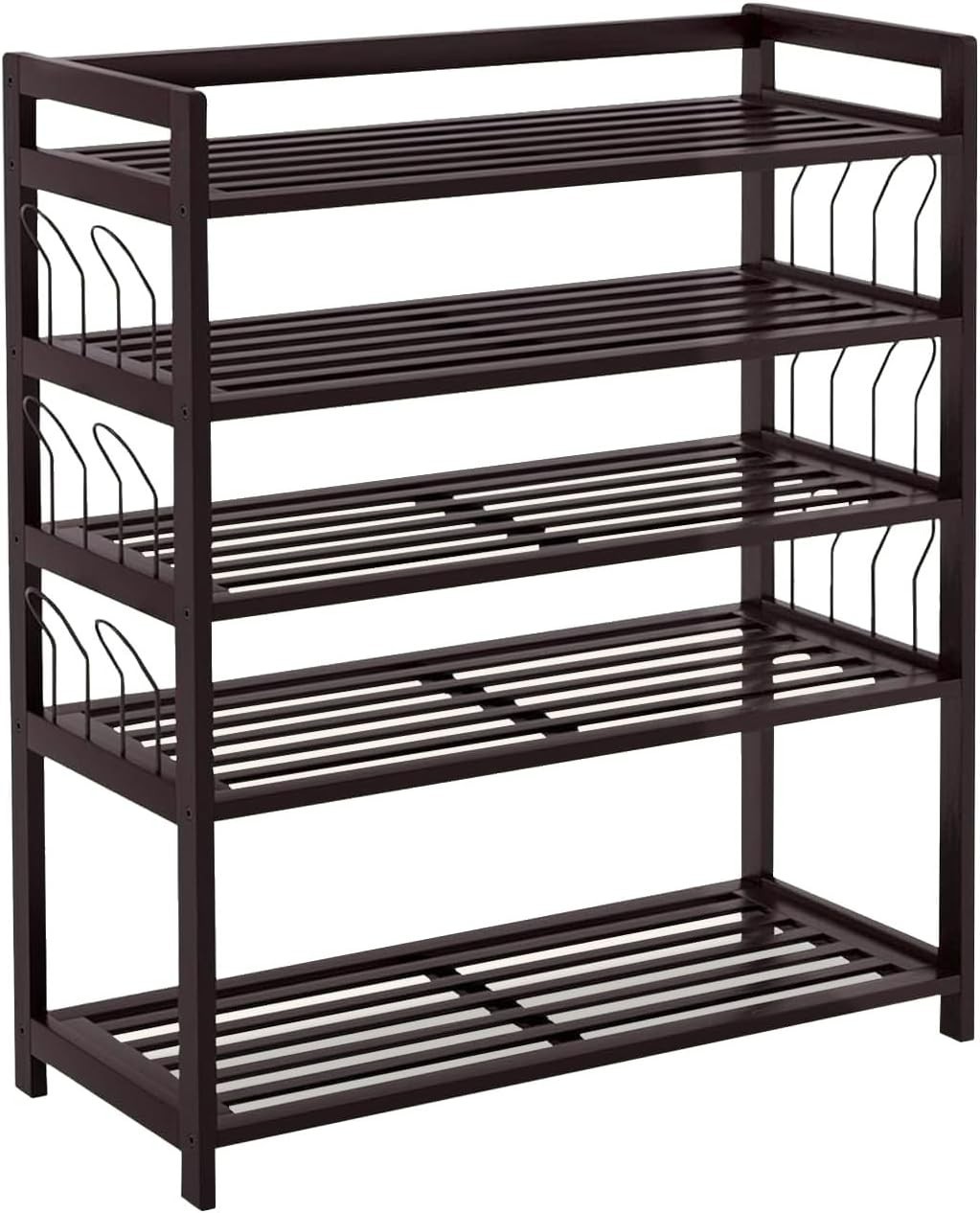 5-Tier Bamboo Shoe Rack Shoe Bench Shoe Shelf Free Standing Storage Organizer