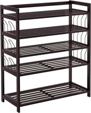 5-Tier Bamboo Shoe Rack Shoe Bench Shoe Shelf Free Standing Storage Organizer