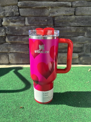 #ad Stanley Quencher H2.0 40oz Tumbler Valentine Hearts Pink Red Cup New Fast Ship $44.99