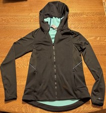 Woman  s Champion C9 Hooded Waffle Fleece Lined Athletic Jacket Medium Black/Teal