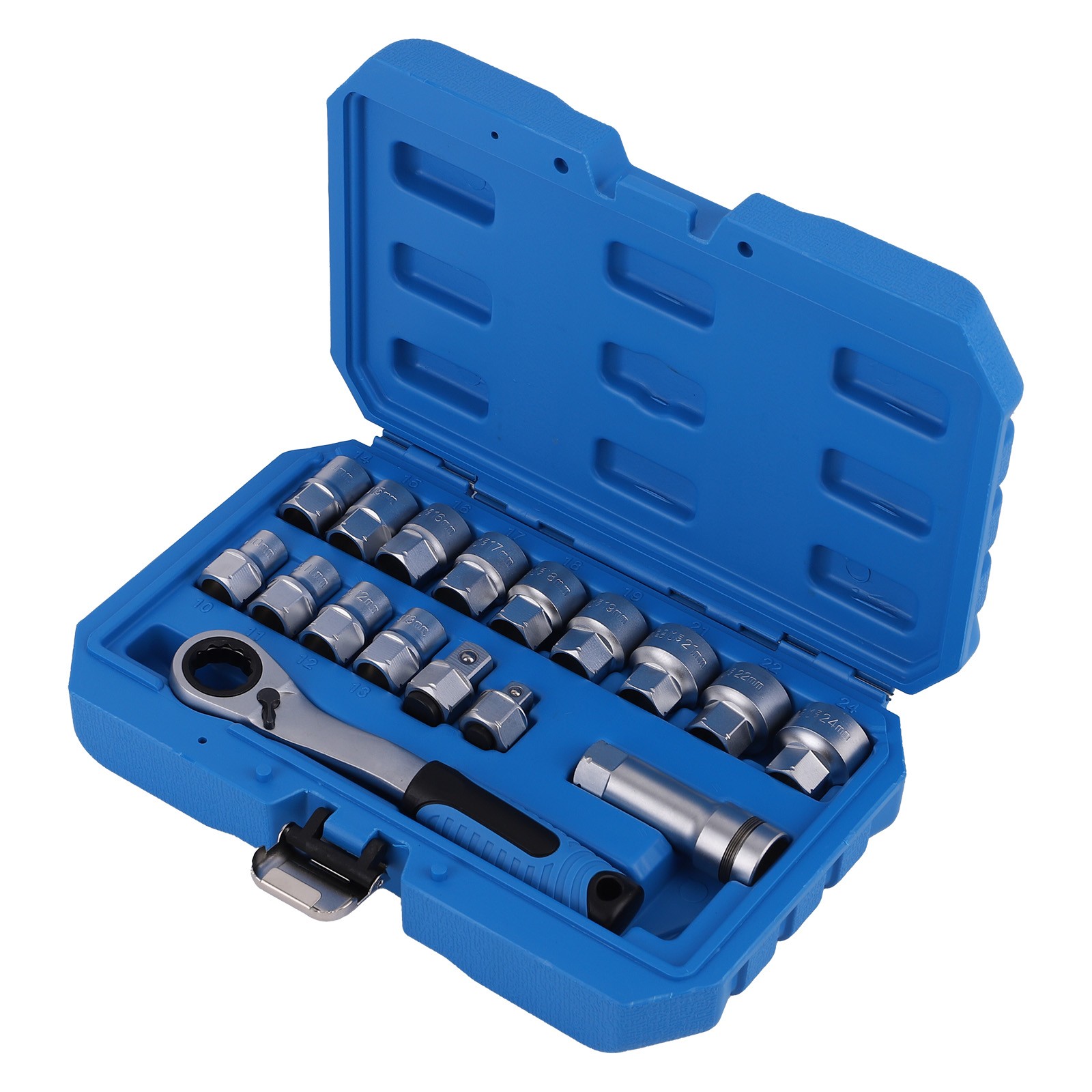 Coffret douille traversante mecanicien outillage atelier CRV 17pcs