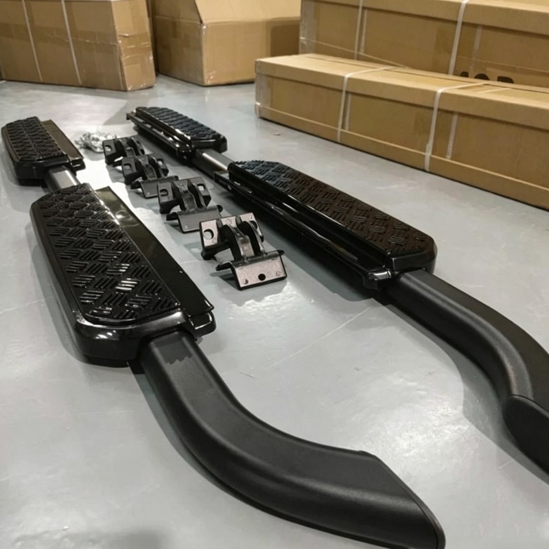 Black Side Steps Running Boards Nerf Bars Fits Defender 110 130 2020-2026 Glossy