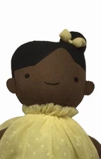 Cloud Island Soft Rag Doll Brown Skin Yellow Dress  12" Dolly