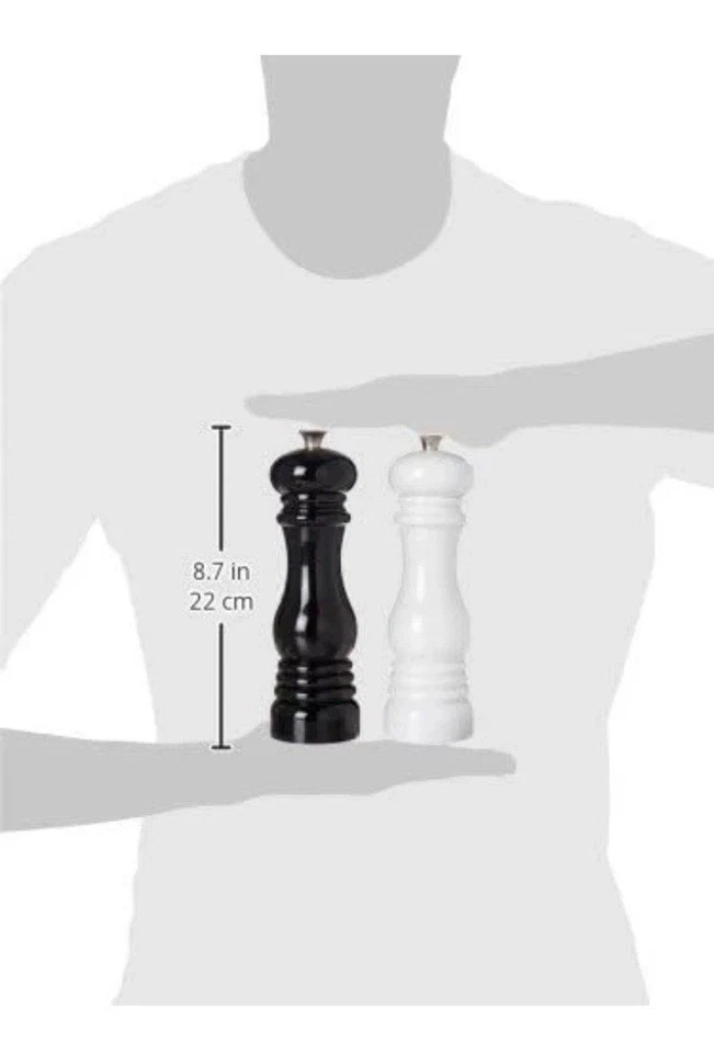 Nuevo Juego de Molinillo de Sal y Pimienta Le Creuset, 8" x 2 1/2" cada uno, Blanco y Negro Foto 4 de 4