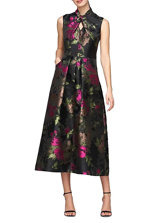 NEW, Kay Unger Rosemarie Floral Jacquard Cocktail Dress Size 12 #MD983 - Image 3 of 4