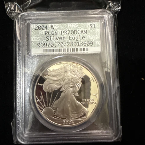 2004-W 1oz Silver American Eagle Dollar - PCGS PR 70 DCAM
