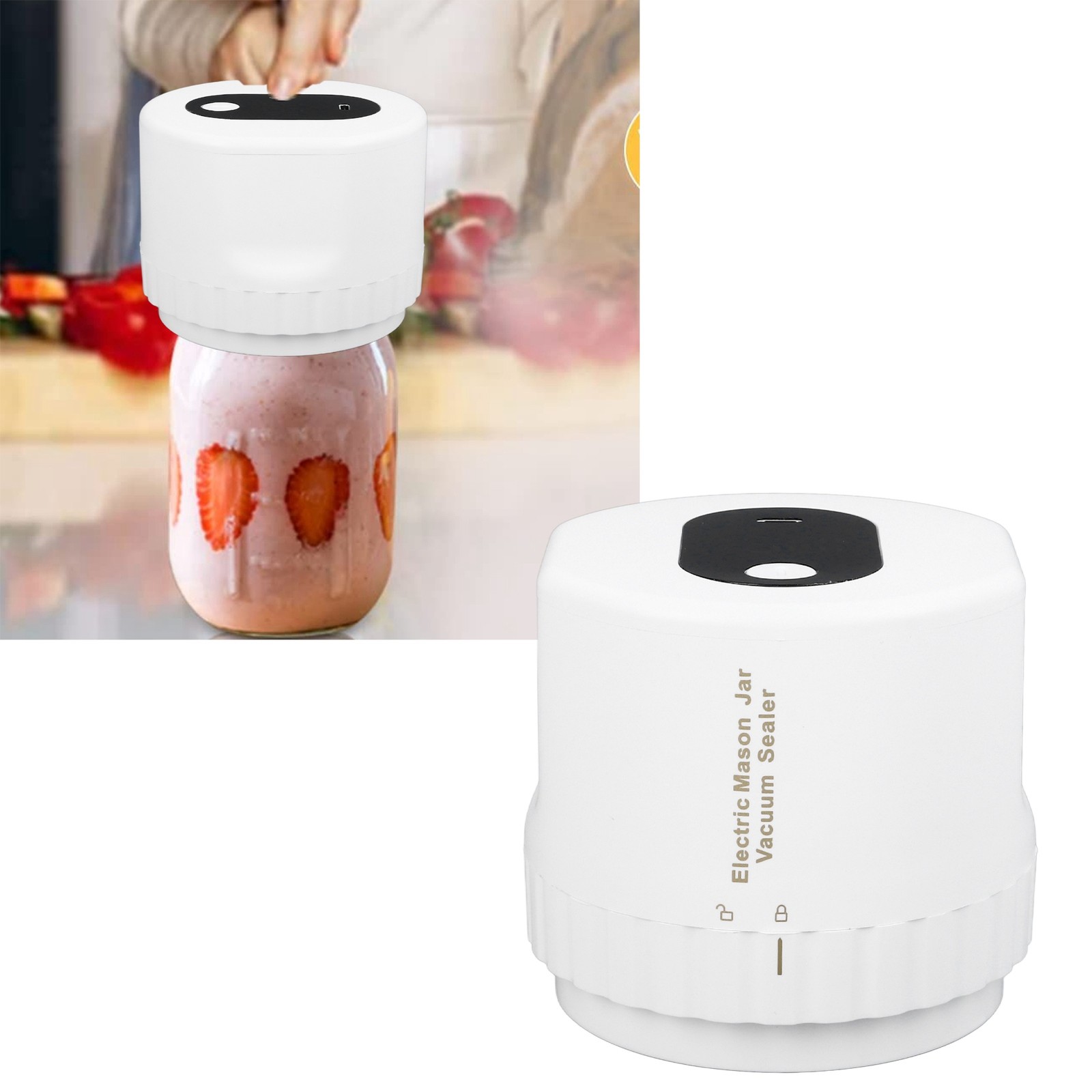 Automatic Electric Jar Vacuum Sealer For Food Storage White Easy To Use