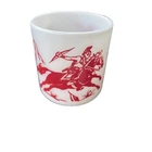 Vintage Hazel Atlas Cowboys Indians Childs Mug Cup Milk Red White Glass EUC   s1