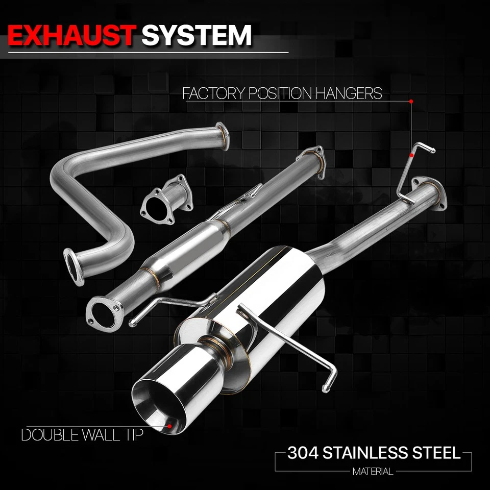 Sistema de escape SS Catback silenciador punta biselada de 4" para 97-01 Honda Prelude 2.2 H22 Foto 2 de 4