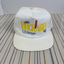 Vintage Mike Huckabee 1992 U.S. Senate Campaign Hat White Snapback Cap Made USA