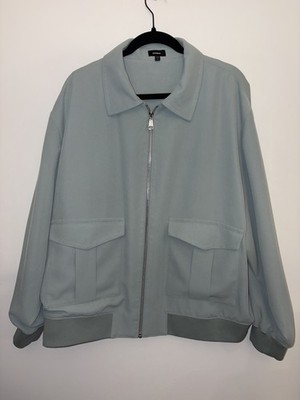 Express Womens XL Mint Green Zip Front Bomber Jacket Oversized Utility NWOT