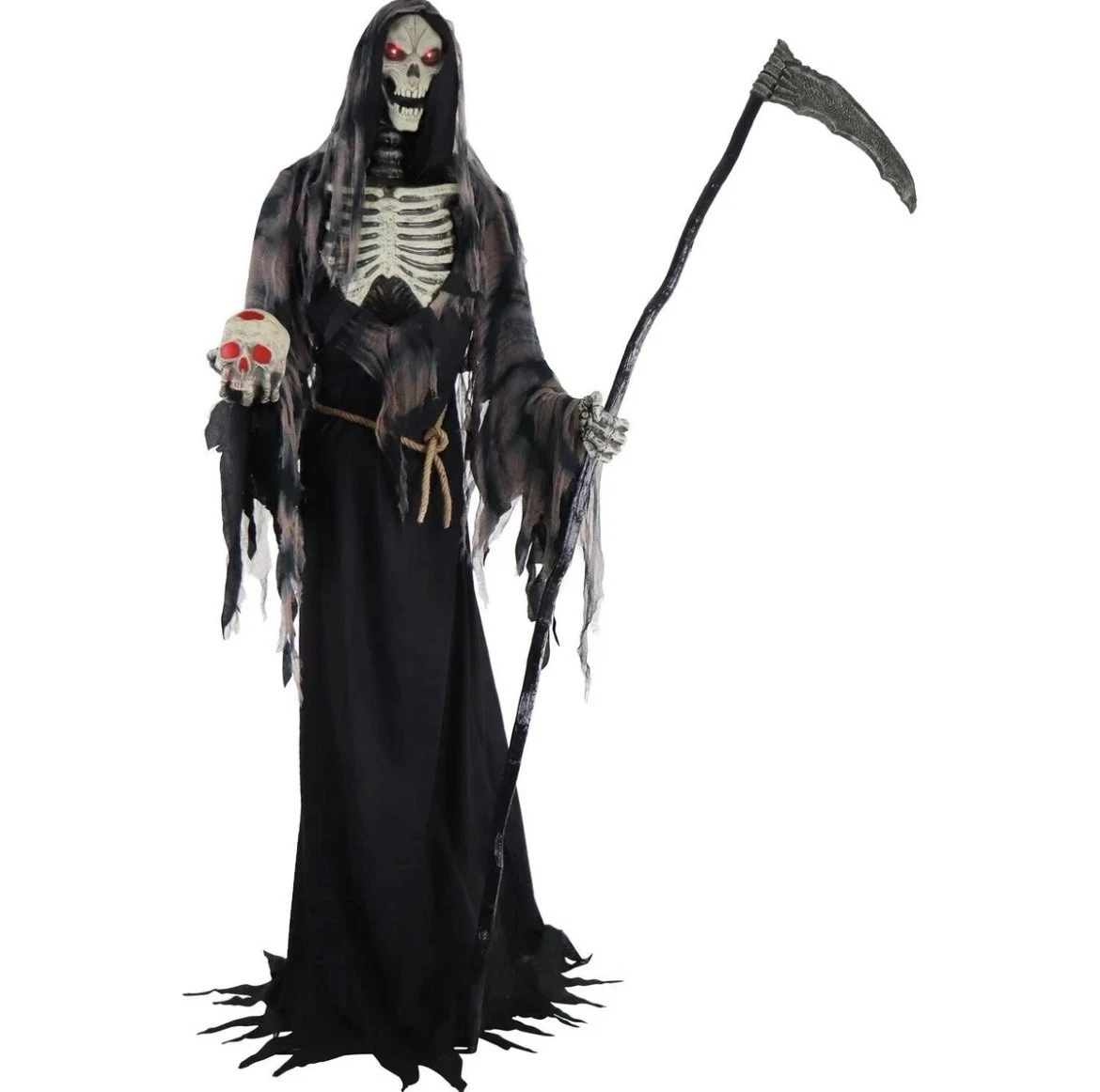 Halloween 7 Ft ROTTING REAPER Haunted Animatronic With Lights Sounds Scary Prop