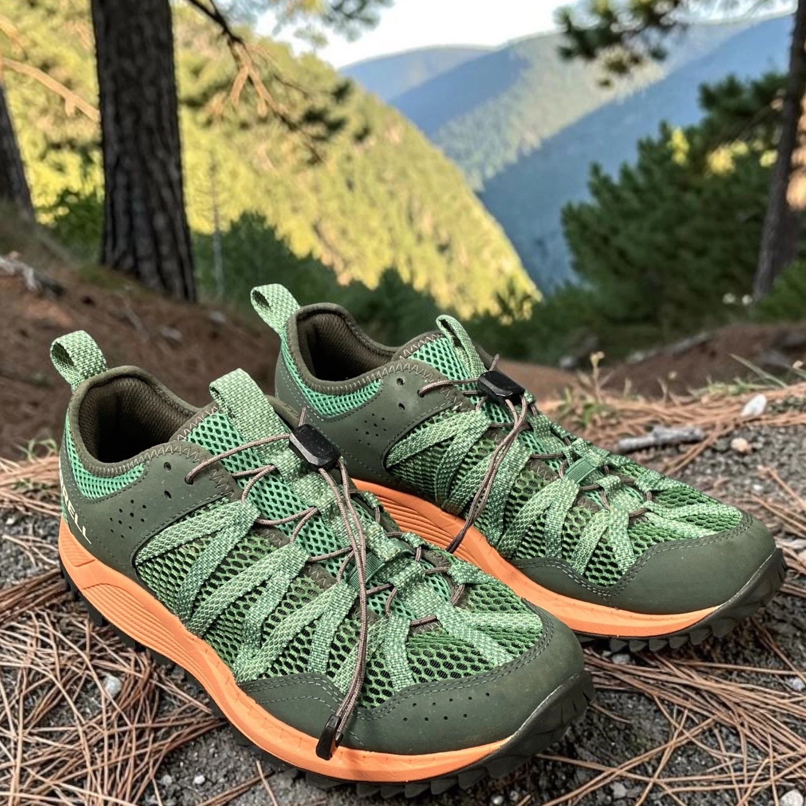 Merrell Wildwood Aerosport Pine Green Orange Men 12 Trail Outdoors Shoes J068087