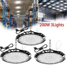3Pack 200W UFO LED High Bay Light Shop Industrial Commercial Factory Warehouse