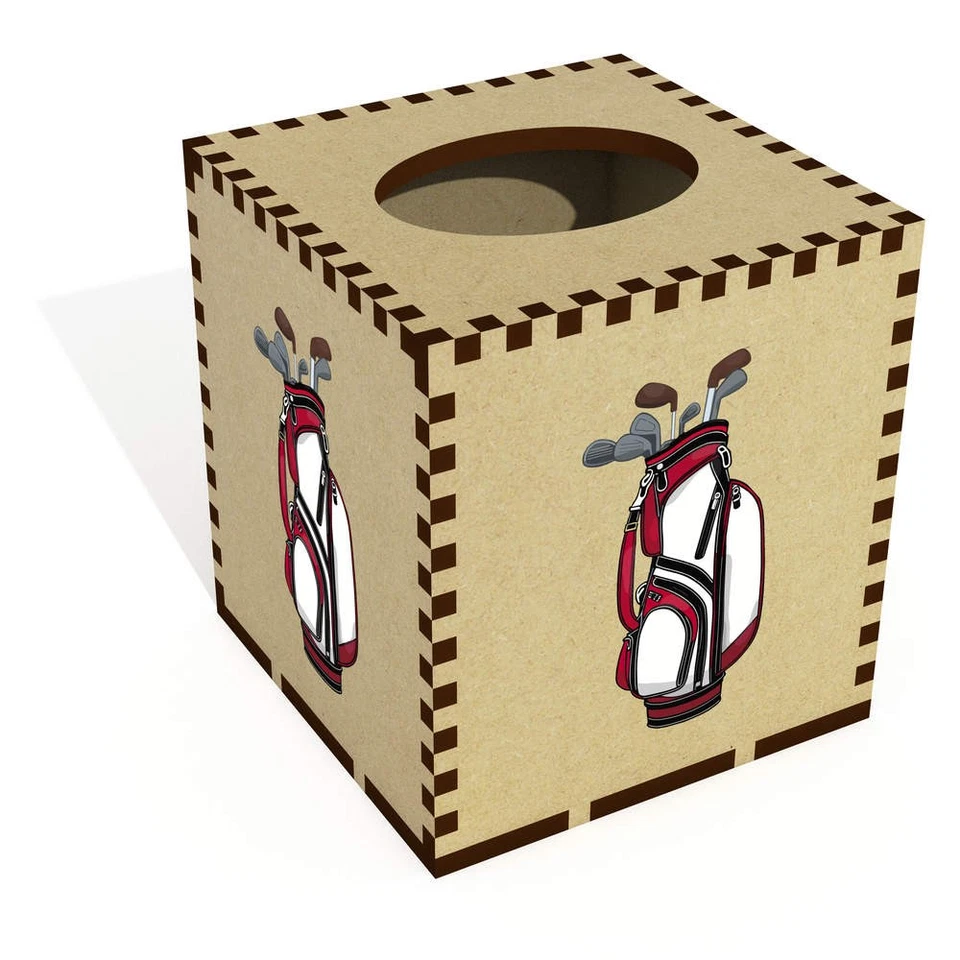 Square 'Golf Bag Filled with Irons and Woods' Tissue Box Cover (TB00061738) - Image 1 of 1