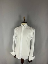 Eton White Textured Evening Tuxedo Men's White Shirt Slim Fit French Cuffs 15.5