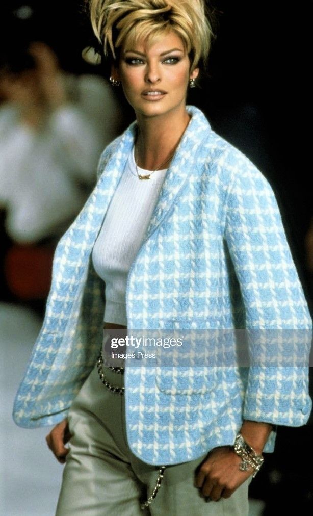 Chanel Vintage S/S 1996 Sky Blue Plaid 96P Tweed Jacket image 3