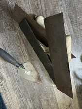 Lot of 7 Vintage Concrete Masonry Cement Tools: Edgers, Trowels, Hammer, Bucket