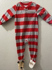Footed Christmas Pajamas 18 Months. Cute Reindeer  Santa