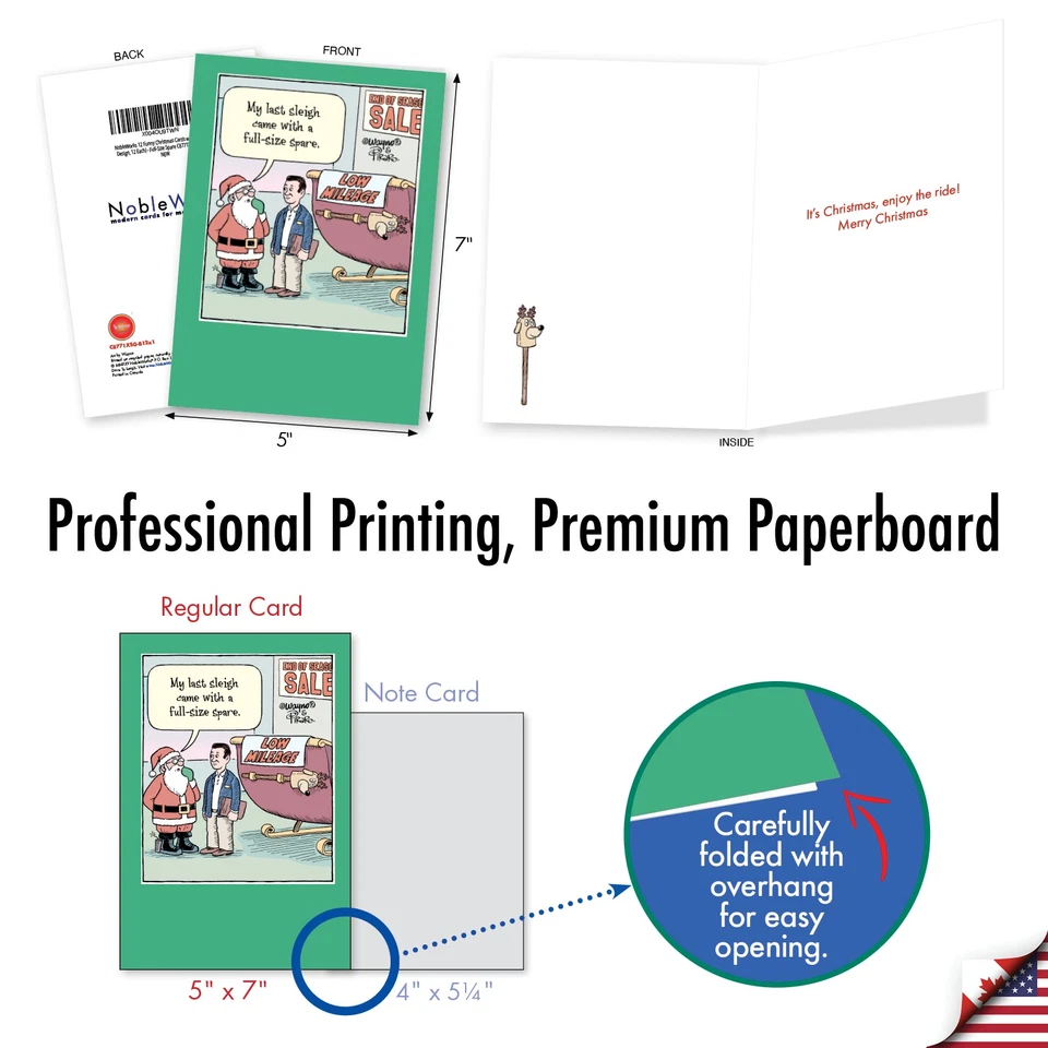 12 divertidas tarjetas de Navidad con sobres (1 diseño, 12 cada una) - repuesto tamaño completo Foto 3 de 4