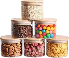 0.5 qt glass food storage jars set of 6, clear glass storage container