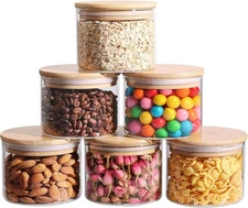 0.5 qt glass food storage jars set of 6, clear glass storage container