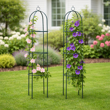 1.9m Metal Garden Obelisk Outdoor Rose Arch Plant Climber Support Trellis 2pc