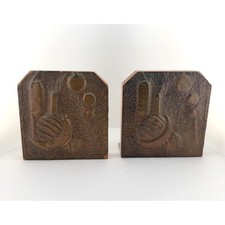 Hammered Copper Celestial Bookends, MCM Bruta...