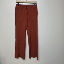 Anthropologie Maeve The Colette Wide Leg Pants Womens 2 Rust Orange High Rise