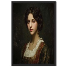 Vintage Woman Portrait Framed Canvas Print Romantic Wall Art Home Decor