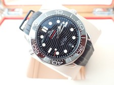 OMEGA Seamaster Diver 300M 42mm Black Dial Auto Rubber Strap Box & Papers