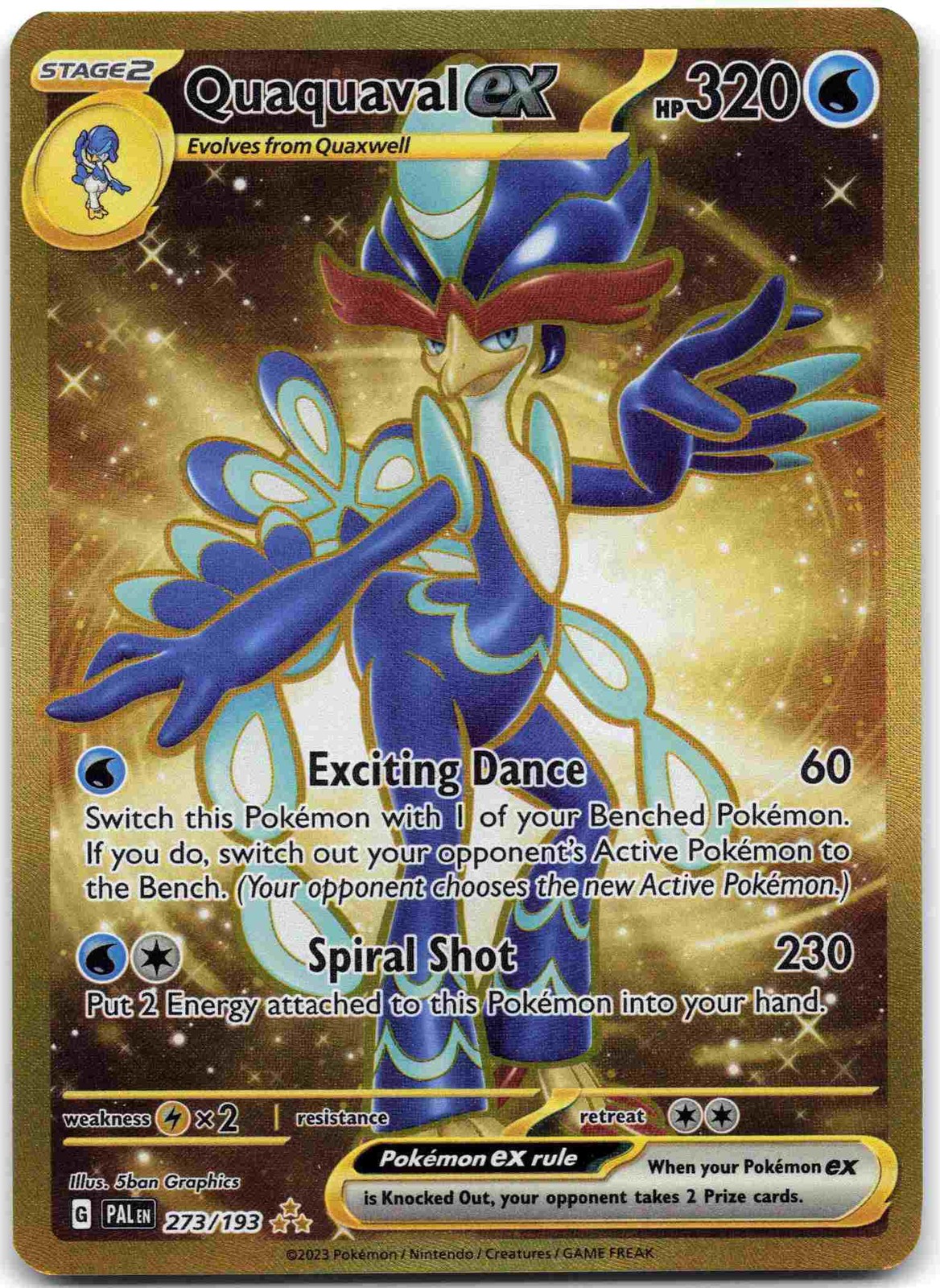 Quaquaval ex Hyper Rare SV02: Paldea Evolved PAL Water Holofoil 273/193 2023 NM