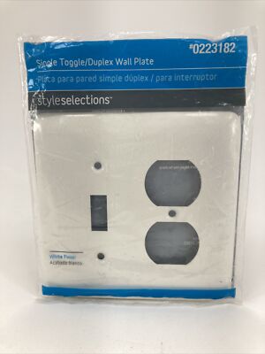 Style Selections SINGLE TOGGLE/DUPLEX Wall Plate Stamped Round White 0223182