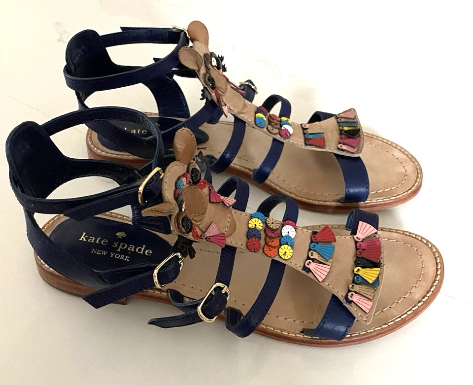 Kate Spade New York SPICE THINGS UP Camel Colorful Tassel Blue Women Size 6 M - Image 4 of 4