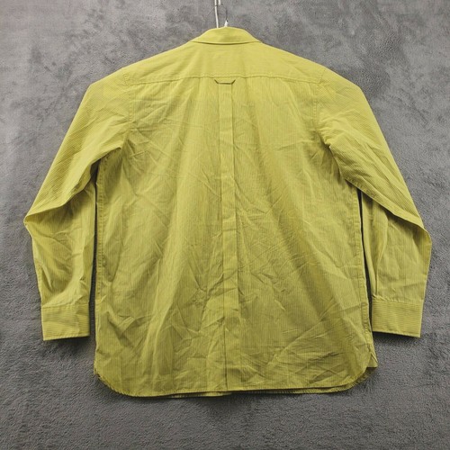 Sean John Shirt Men's Large 17.5-35/36 Yellow Striped Long-Sleeve Button-Front - Picture 9 of 9