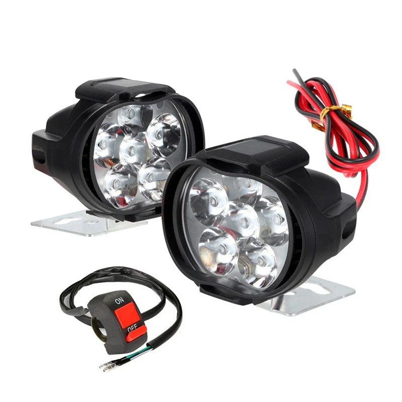 摩托车自行车 2 件 6LED 高白色 10W 车头灯雾灯 DRL 聚光灯 — 第 2/4 张图片
