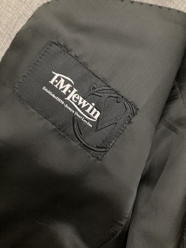 Chaqueta Blazer TM Lewin para hombre gris 100 % lana forrada de pecho único 38R A88 - Imagen 10 de 12