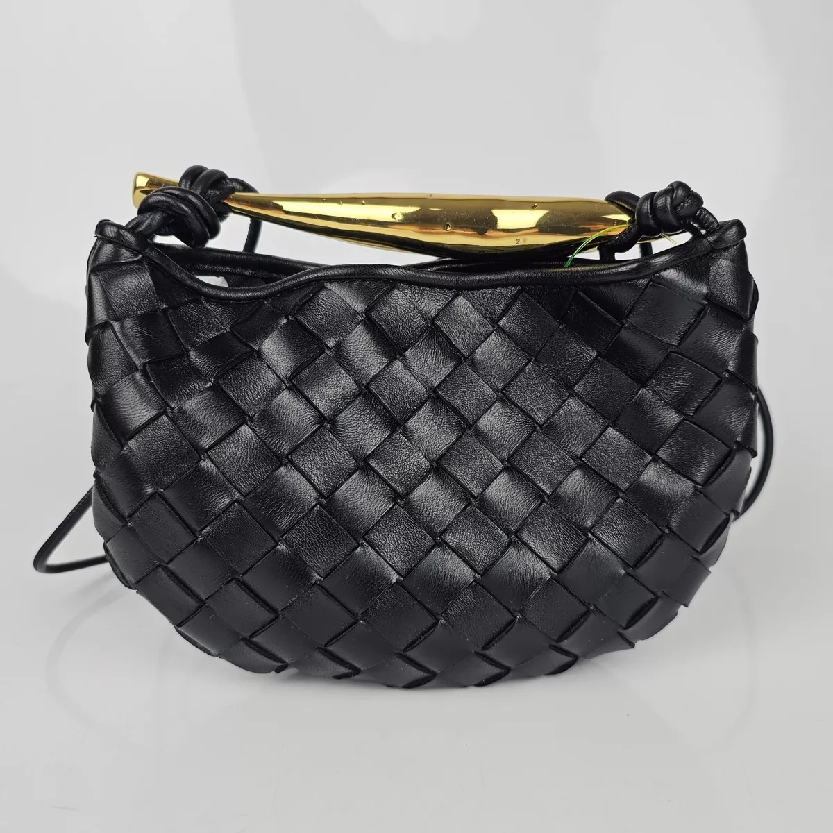 Bottega Veneta Mini Sardine Black Leather Top Handle Bag New