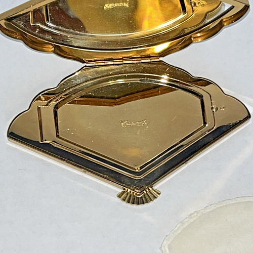Vintage Dragon Wadsworth Compact Henrietta goldfarben fächerförmig 1940er Vogue - Bild 12 von 20