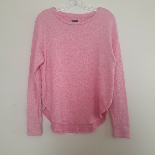 Gap Pullover Damen XS rosa abgerundeter Saum weich Langarm U-Boot Ausschnitt Seitenschlitze