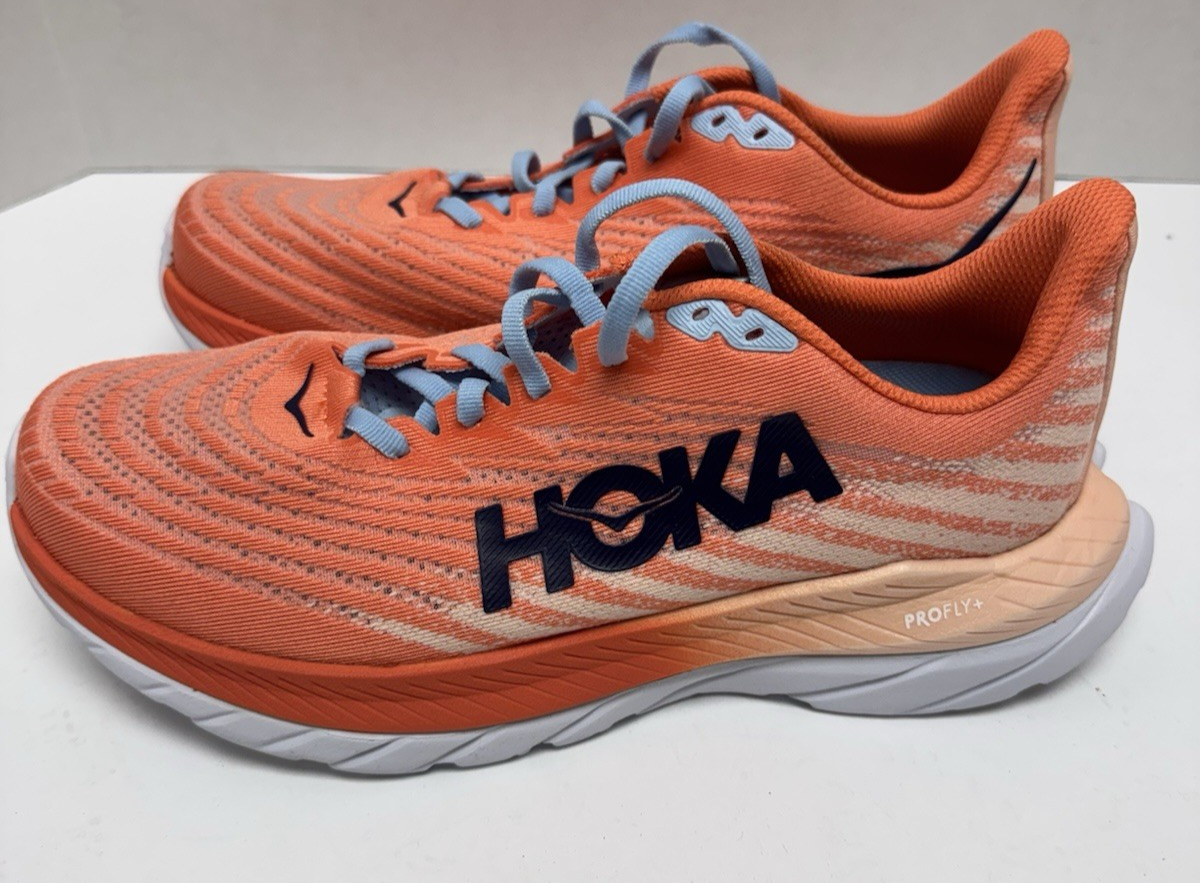 Hoka Womens Mach 5 Running Shoes in Camellia Peach Size 8B