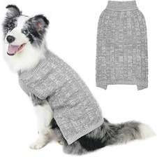 NWT PUPTECK Dog Sweater for MEDIUM Dogs - Turtleneck Knitted Winter GRAY