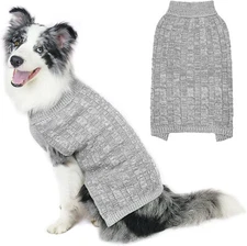 NWT PUPTECK Dog Sweater for MEDIUM  Dogs - Turtleneck Knitted Winter  GRAY